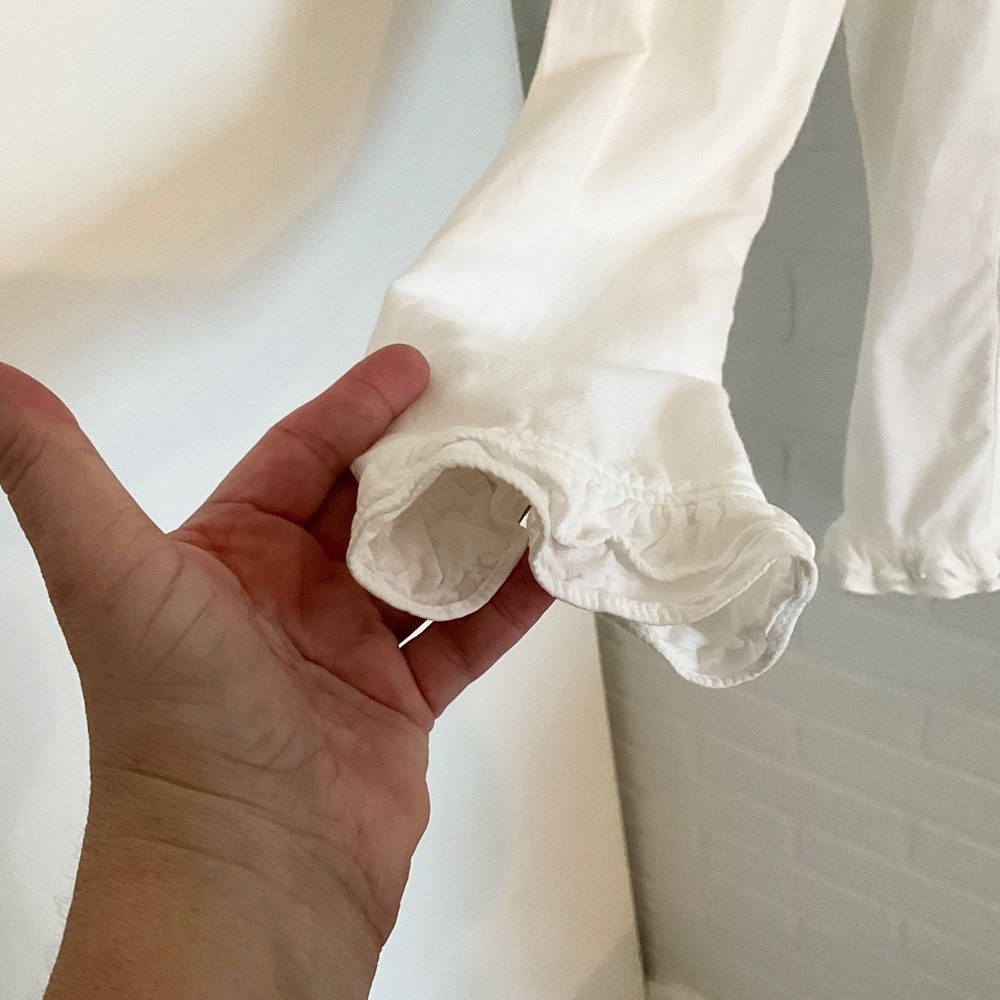 Vintage La Cotonnière Button down Blouse Ruffled Off White Cottagecore Sz XL - Picture 8 of 14